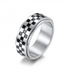 Checkered Stainless Steel Spinner Fidget Ring 